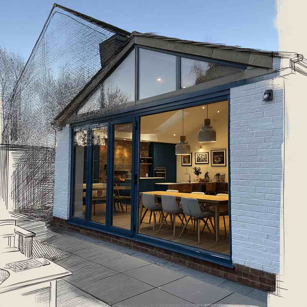 Modern garage conversion Manchester with bi-fold doors
